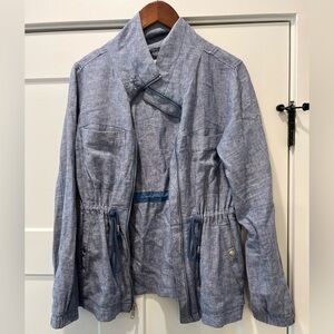 Lightweight, cinched utility denim jacket